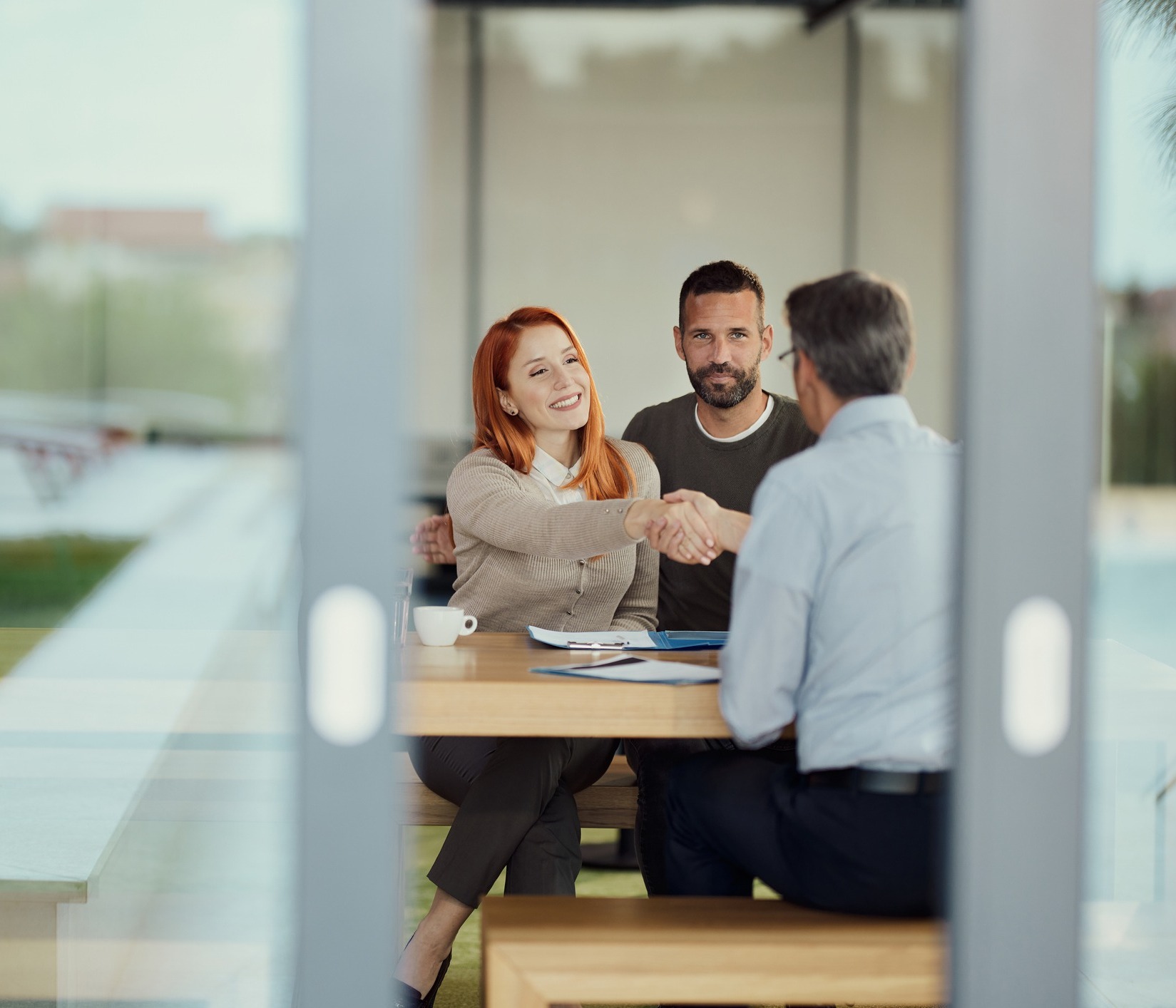 Couple at a meeting with their advisor