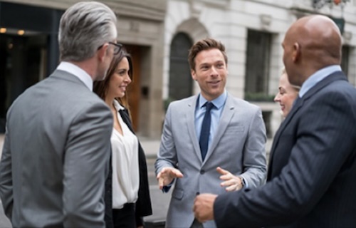 Business colleagues having a discussion